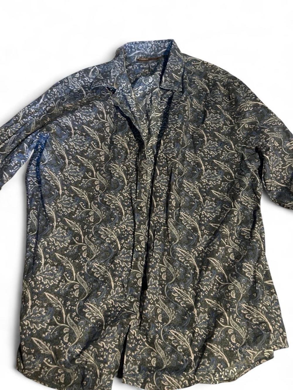 Perry Ellis Blue Paisley Short-Sleeve Button-Down Shirt